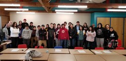 ADCS students along Mikisew Cree First Nation Chief and Council and Ward 9 Trustee Rubi Sakeskanip